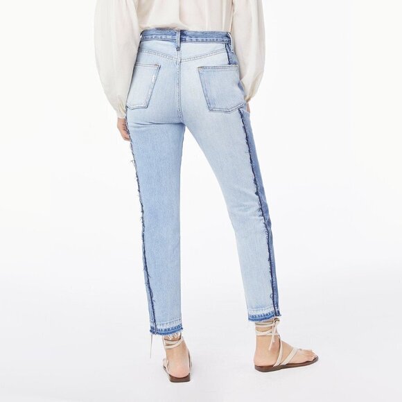 NWT Frame denim contrasting denim patch high rise jeans, 24 - Picture 2 of 6